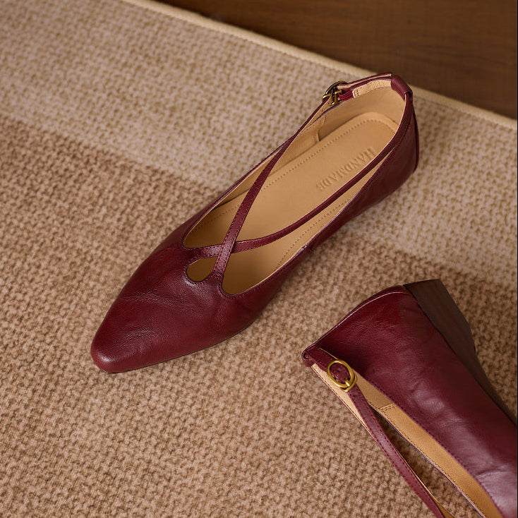 Ciela Genuine Leather Cross Strap Flats