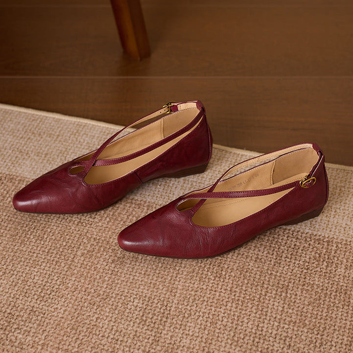 Ciela Genuine Leather Cross Strap Flats