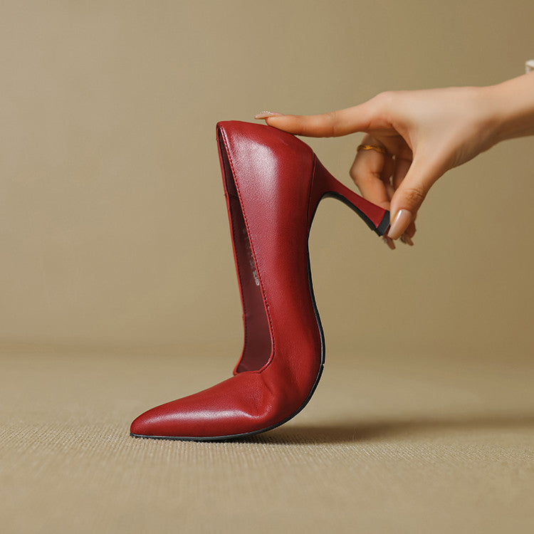 Aurea Genuine Leather Pointed-Toe Heels