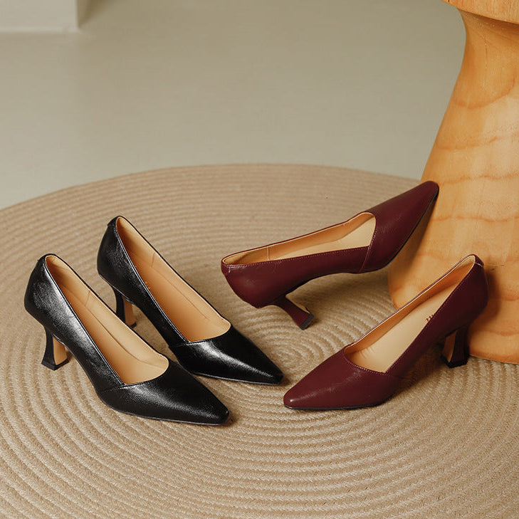 Stera Pointed-Toe Leather Heel Pumps
