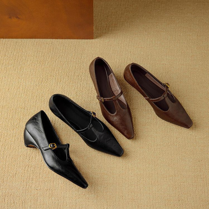 Zuri Genuine Leather T-Strap Mary Jane Pumps
