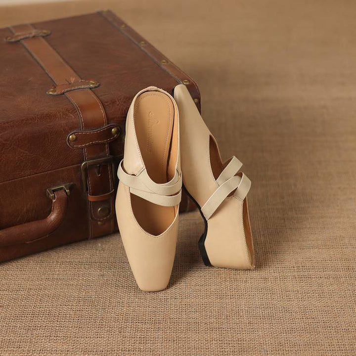 Maren Genuine Leather Square-Toe Mules