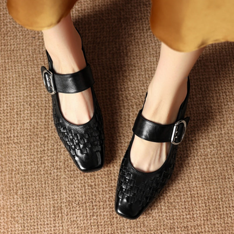 Daria Genuine Leather Mary-Jane Pumps