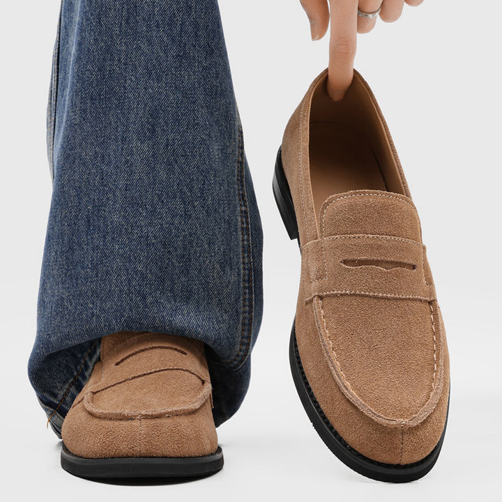 Milan Cowhide Suede Penny Loafers