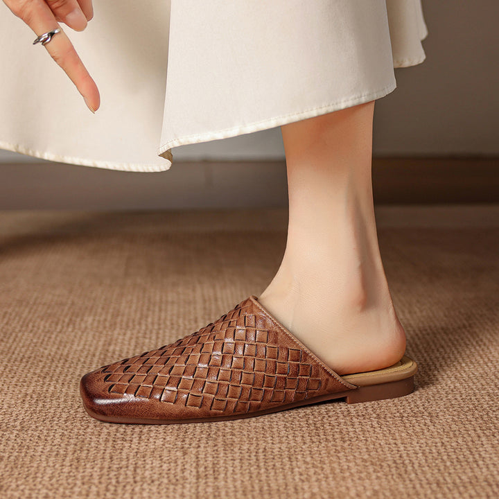 Amani Woven Genuine Leather Slip-On Mule