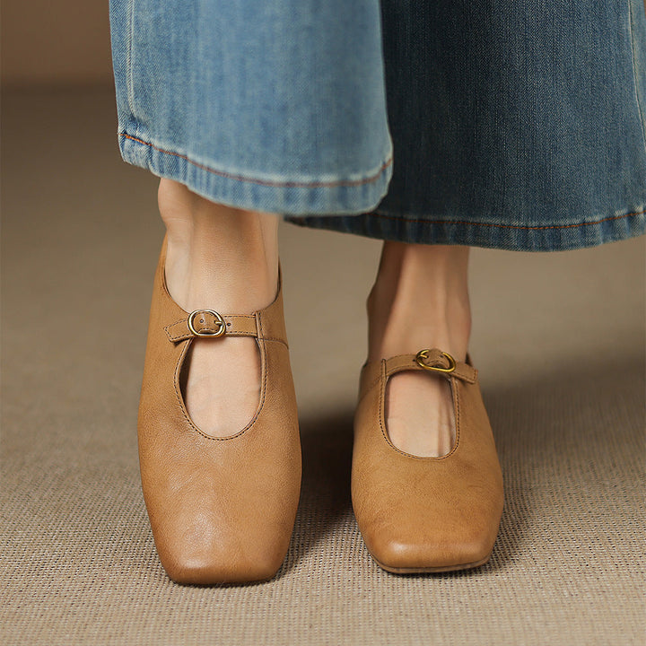 Kleva Genuine Leather Mary Jane Flats