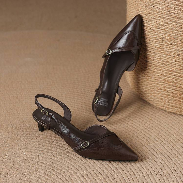 Elise Genuine Leather Pointed-Toe Slingback Heels