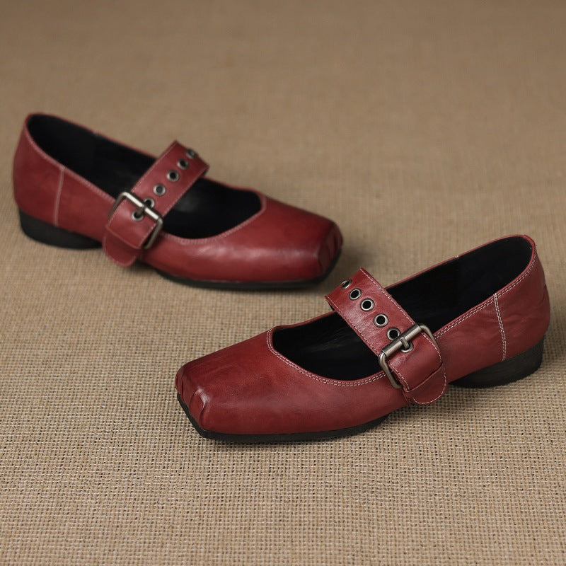 Clera Genuine Leather Mary Jane Pumps