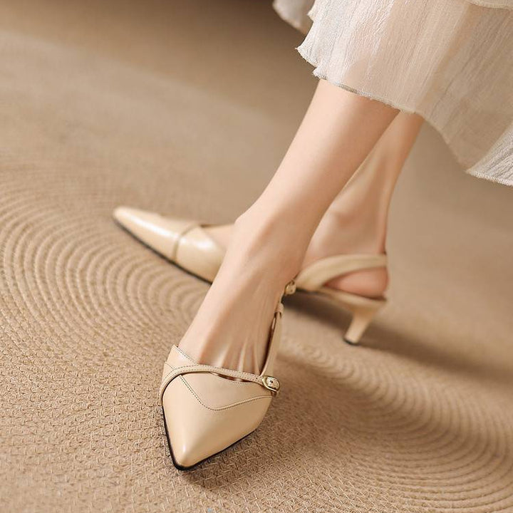 Elise Genuine Leather Pointed-Toe Slingback Heels