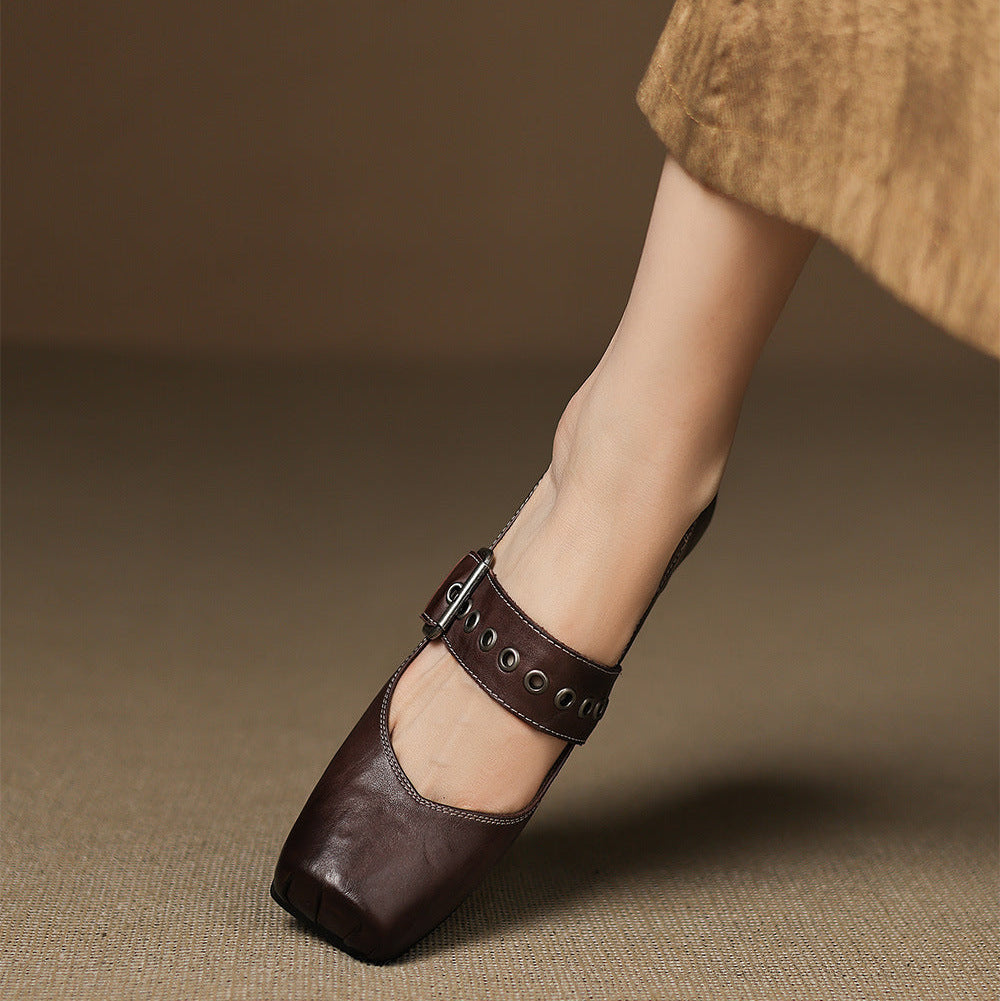 Clera Genuine Leather Mary Jane Pumps