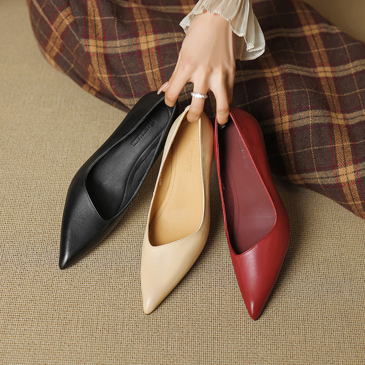 Aurea Genuine Leather Pointed-Toe Heels