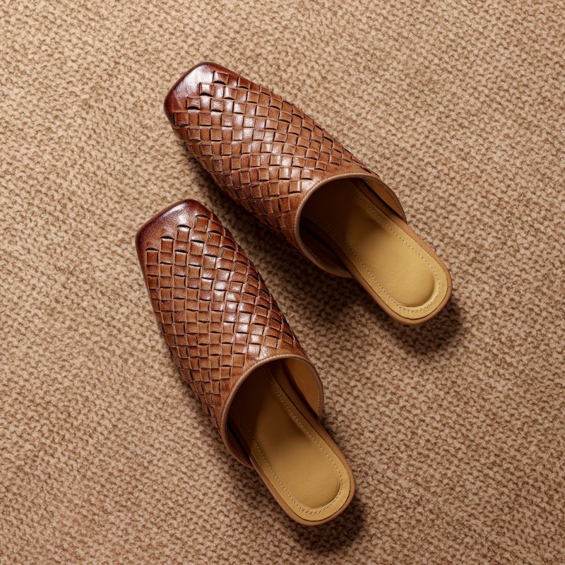 Amani Woven Genuine Leather Slip-On Mule