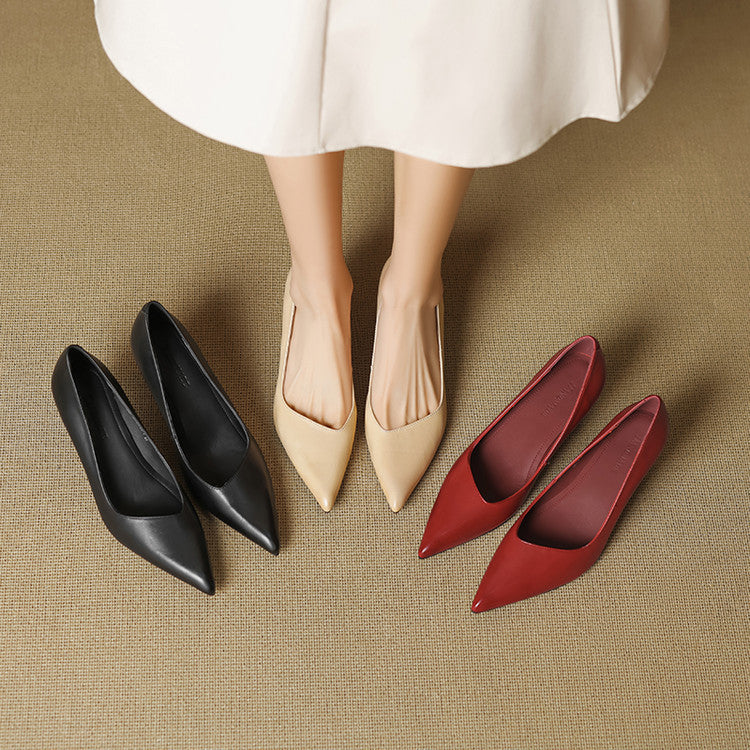 Aurea Genuine Leather Pointed-Toe Heels