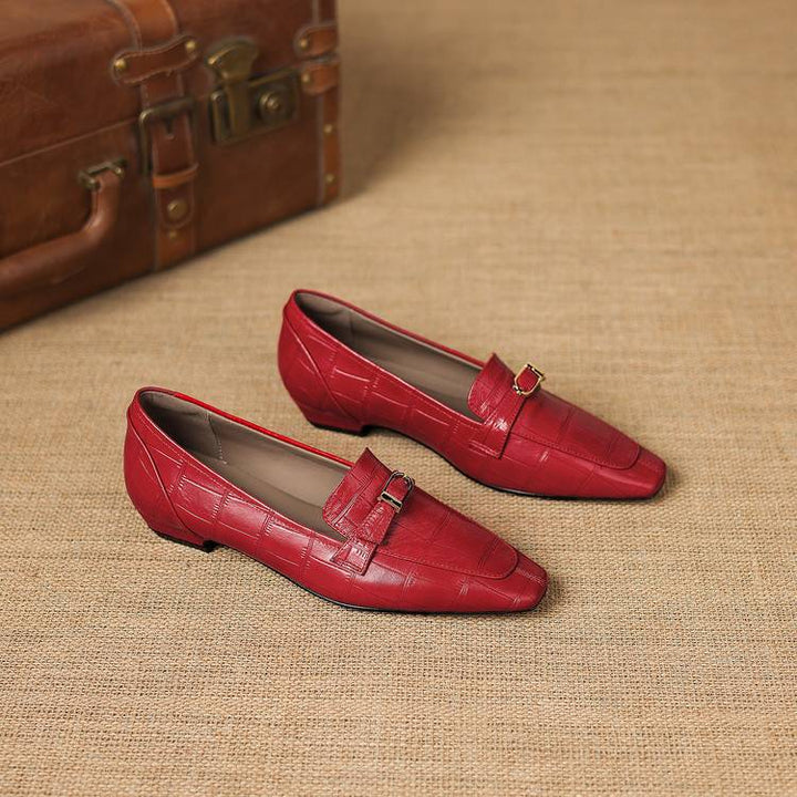 Nivan Genuine Leather Belt Strap Loafers