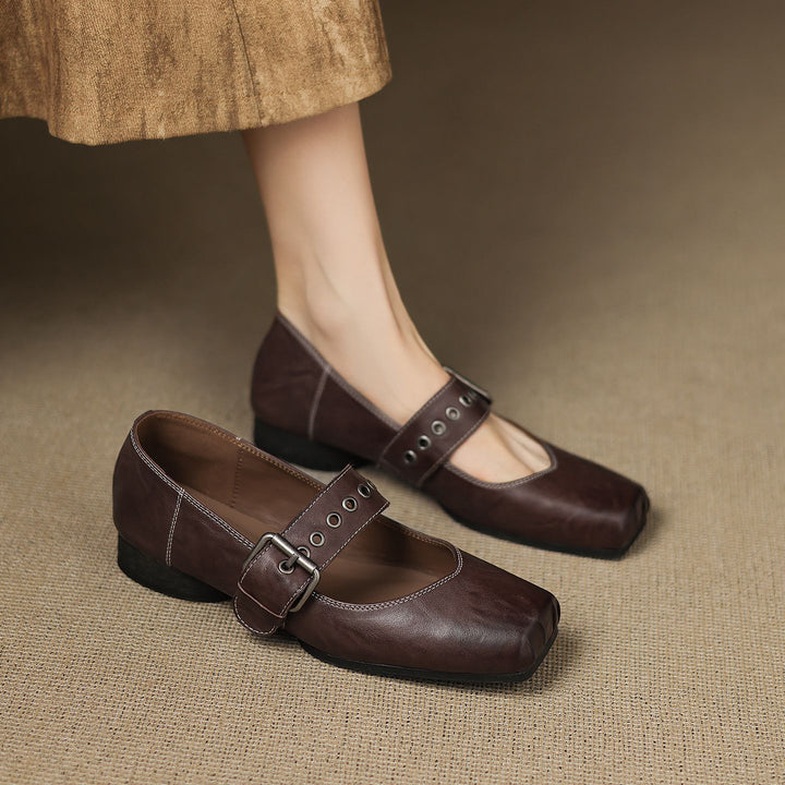 Clera Genuine Leather Mary Jane Pumps