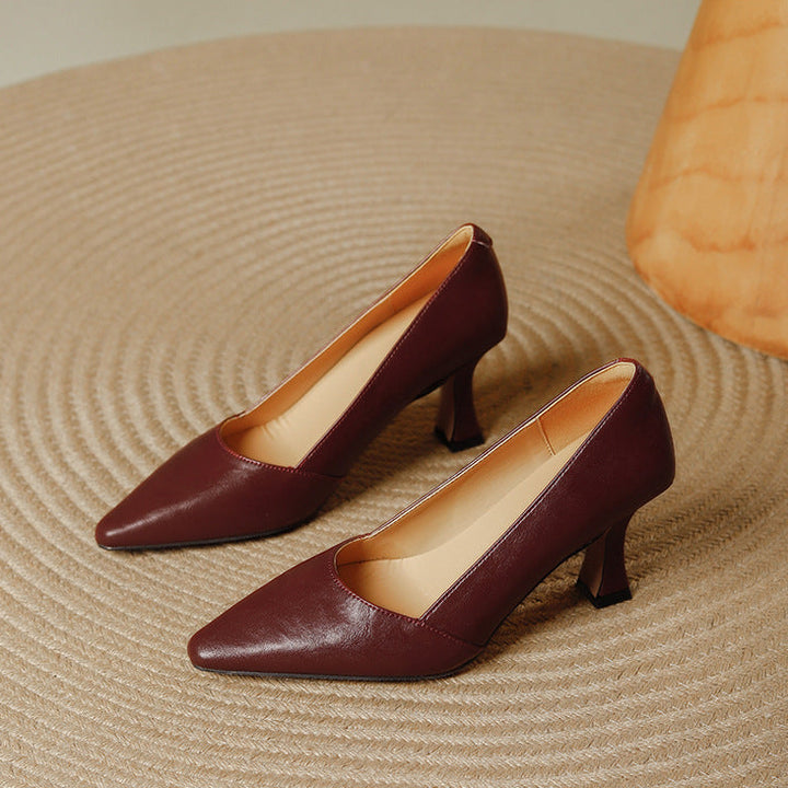 Stera Pointed-Toe Leather Heel Pumps