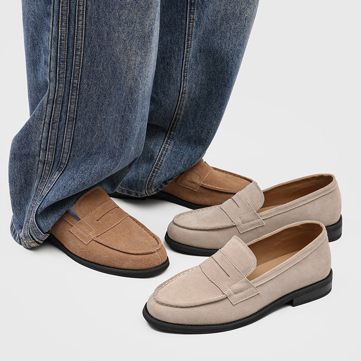 Milan Cowhide Suede Penny Loafers