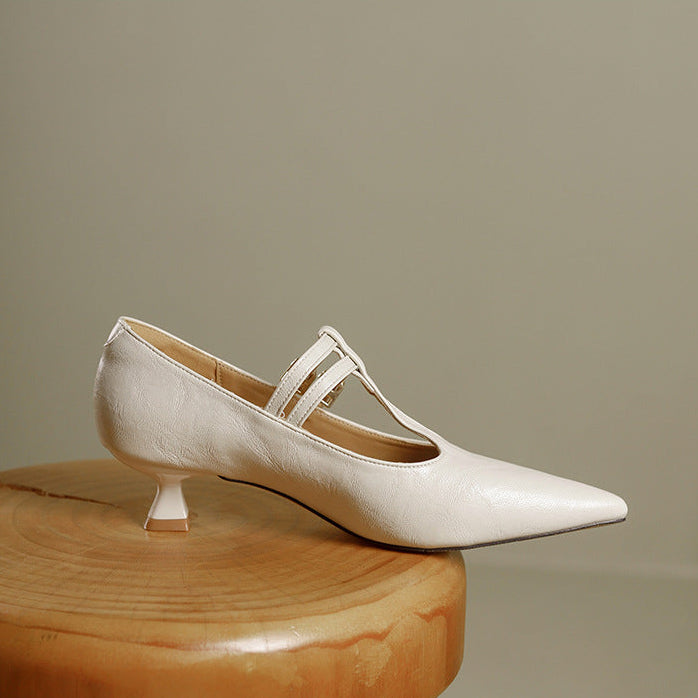 Mirel Genuine Leather T-Strap Pumps