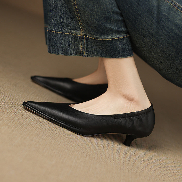 Emma Genuine Leather Pointed-Toe Heels
