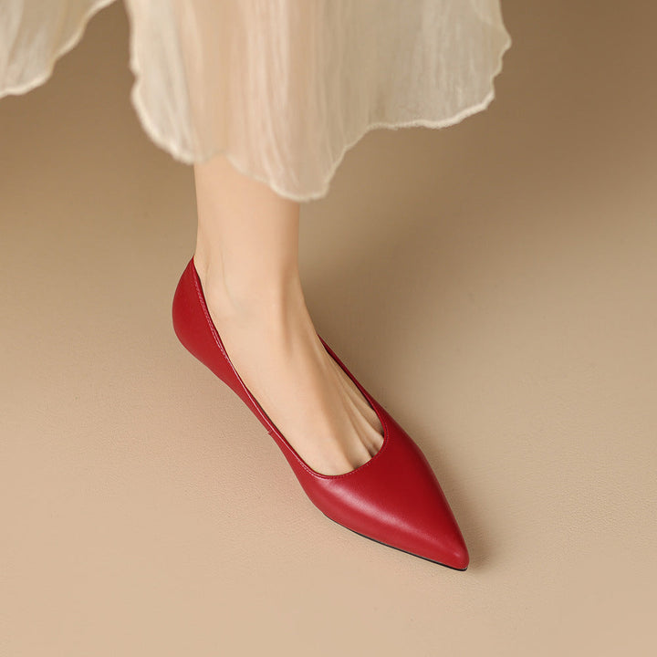 Zera Genuine Leather Pointed-Toe Heel Pumps
