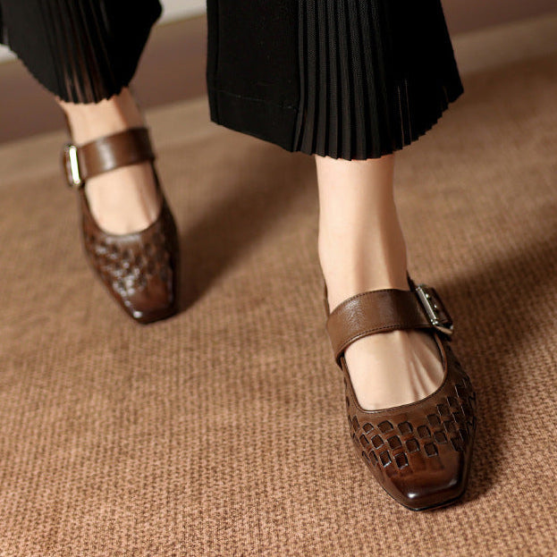 Daria Genuine Leather Mary-Jane Pumps