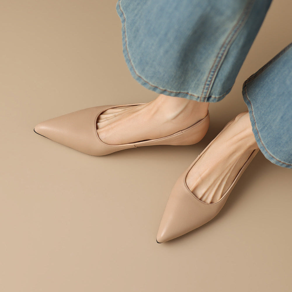 Zera Genuine Leather Pointed-Toe Heel Pumps