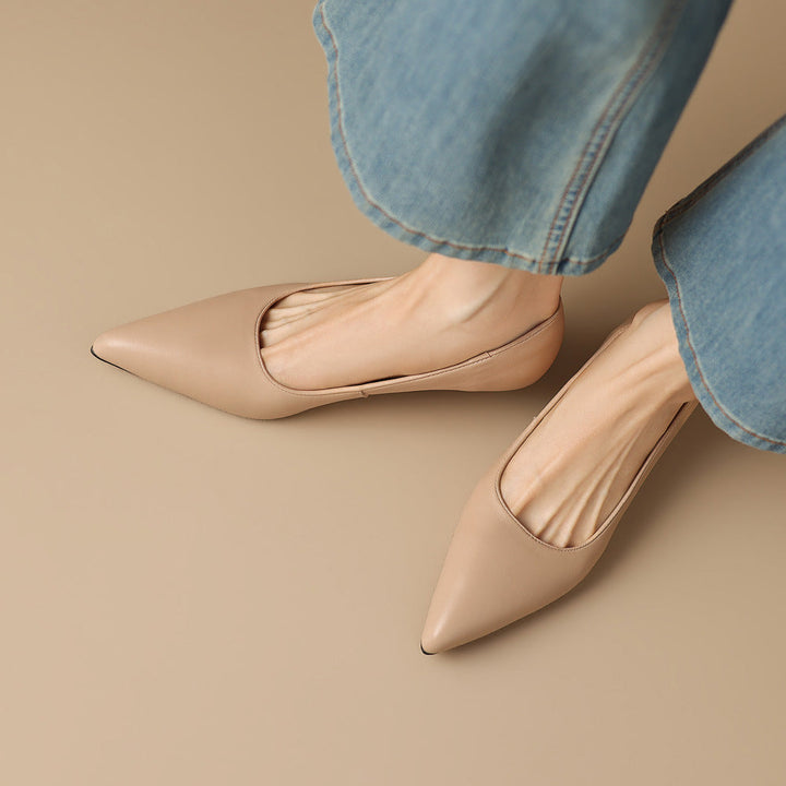 Zera Genuine Leather Pointed-Toe Heel Pumps