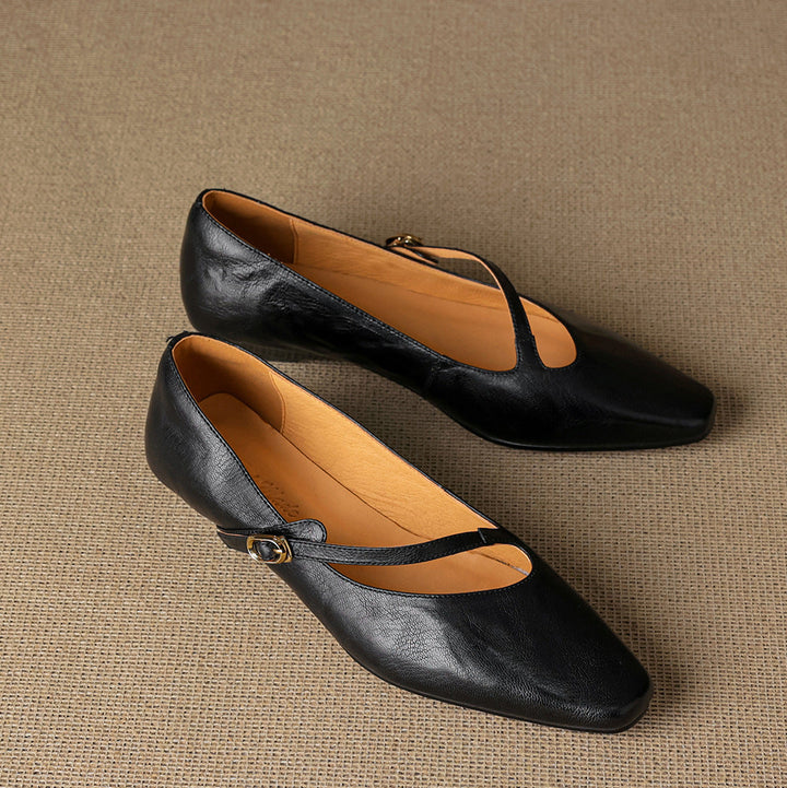Elaria Genuine Leather Mary Jane Pumps