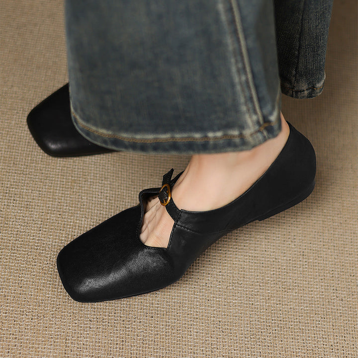 Kleva Genuine Leather Mary Jane Flats