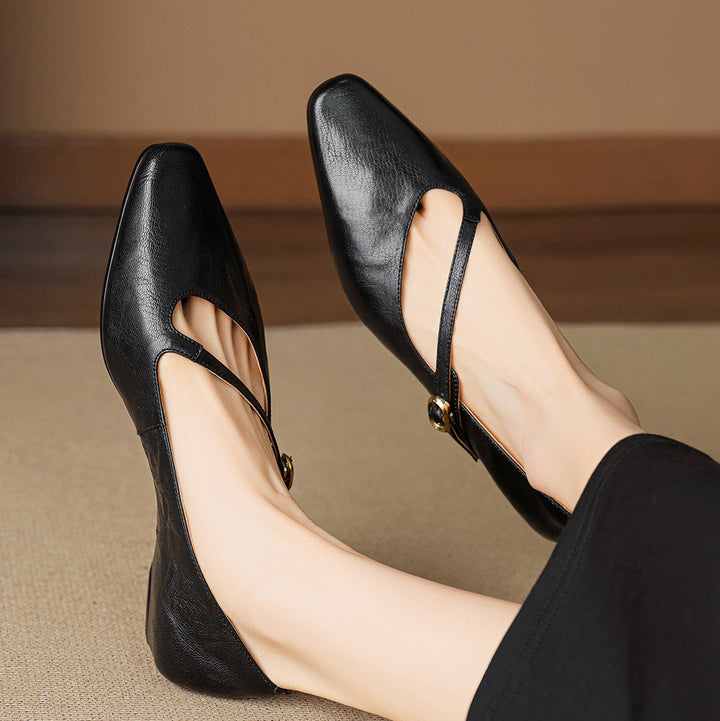 Elaria Genuine Leather Mary Jane Pumps
