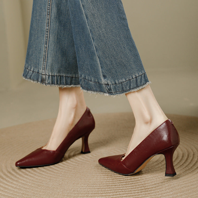 Stera Pointed-Toe Leather Heel Pumps