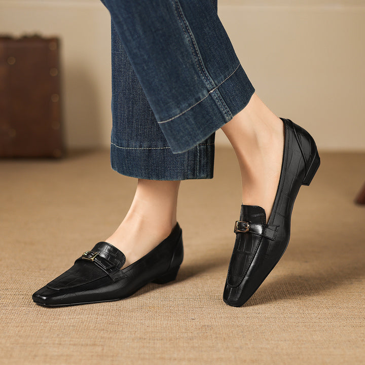 Nivan Genuine Leather Belt Strap Loafers
