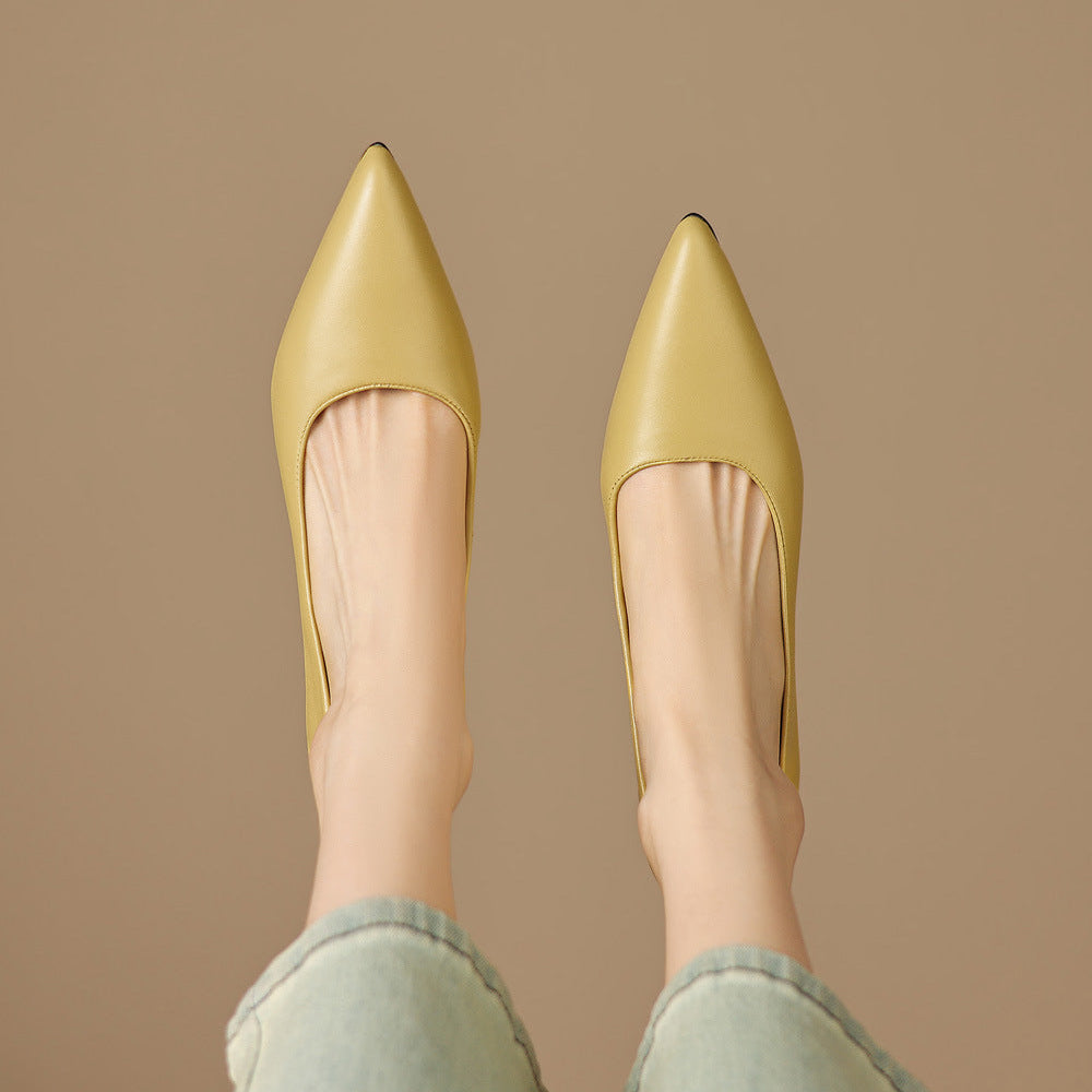 Zera Genuine Leather Pointed-Toe Heel Pumps