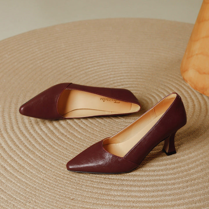 Stera Pointed-Toe Leather Heel Pumps