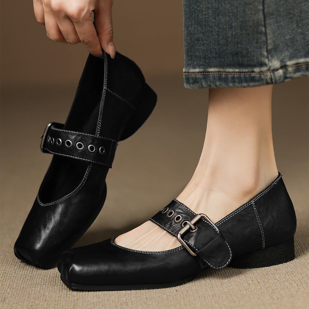 Clera Genuine Leather Mary Jane Pumps