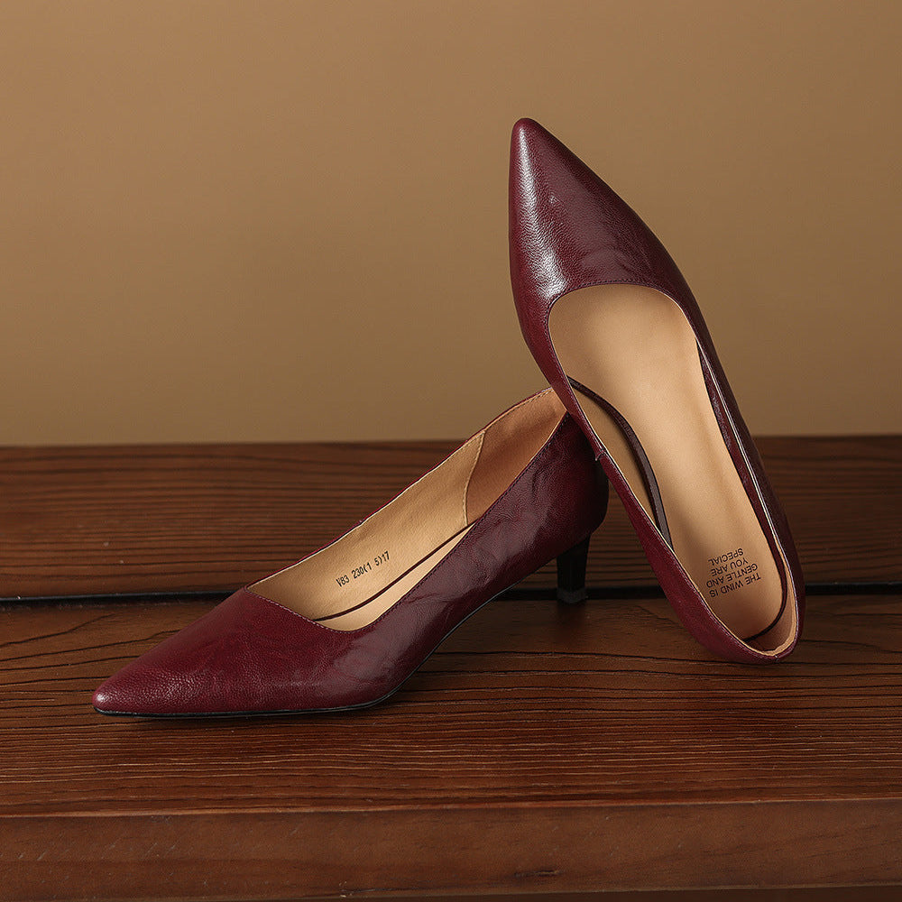 Avia Genuine Leather Pointed-Toe Heels