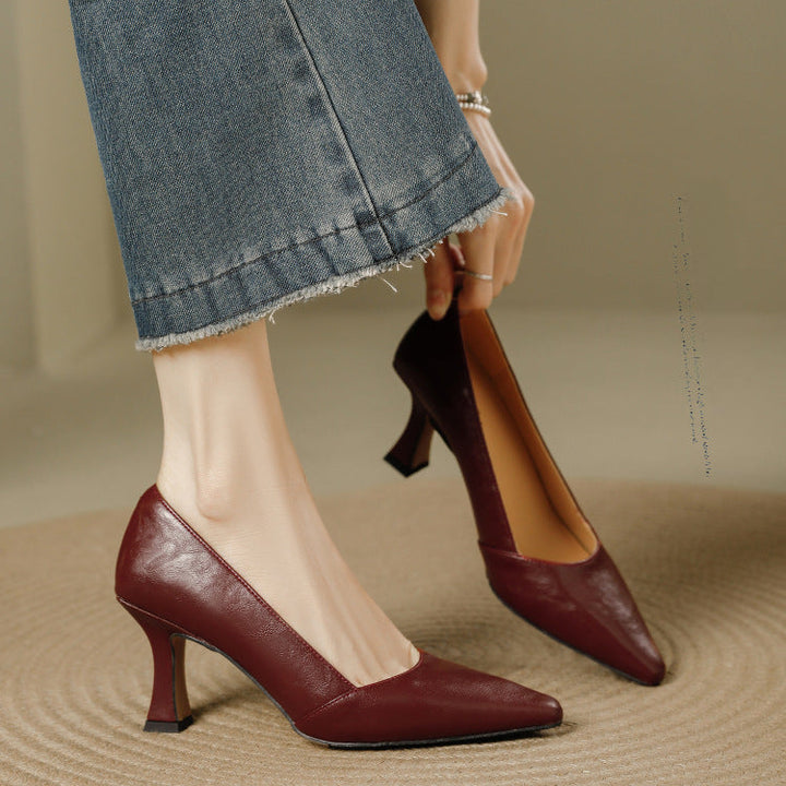 Stera Pointed-Toe Leather Heel Pumps