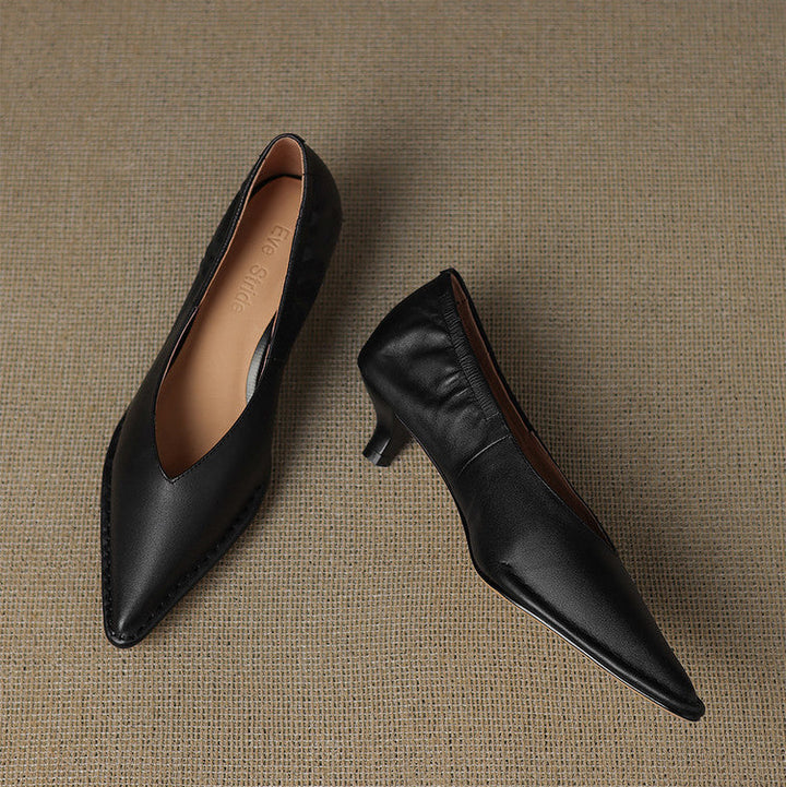 Emma Genuine Leather Pointed-Toe Heels