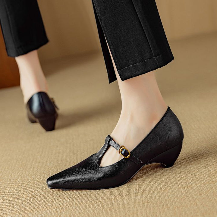 Zuri Genuine Leather T-Strap Mary Jane Pumps