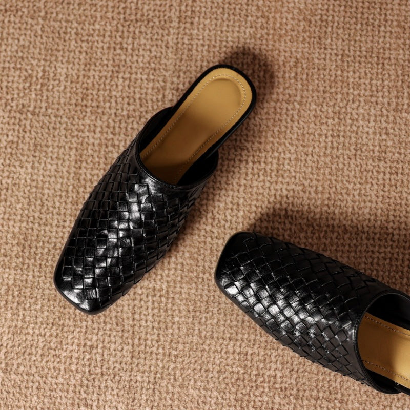 Amani Woven Genuine Leather Slip-On Mule