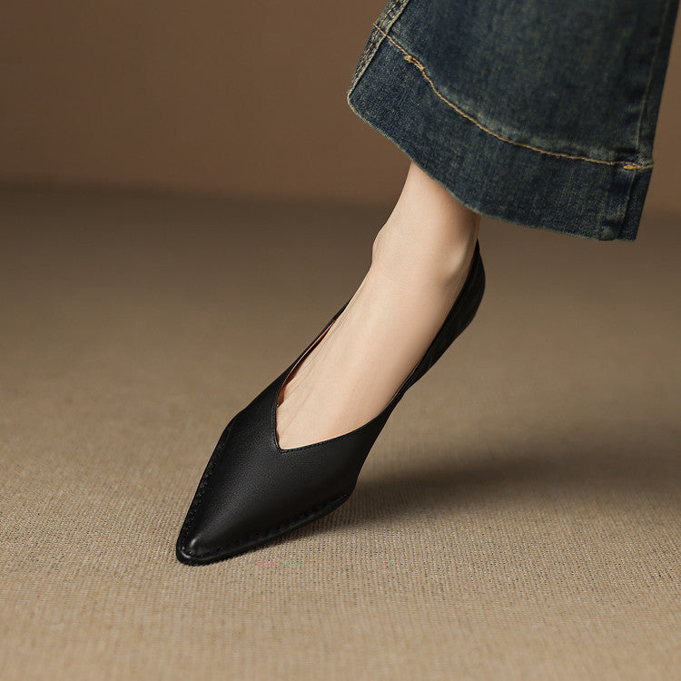 Emma Genuine Leather Pointed-Toe Heels