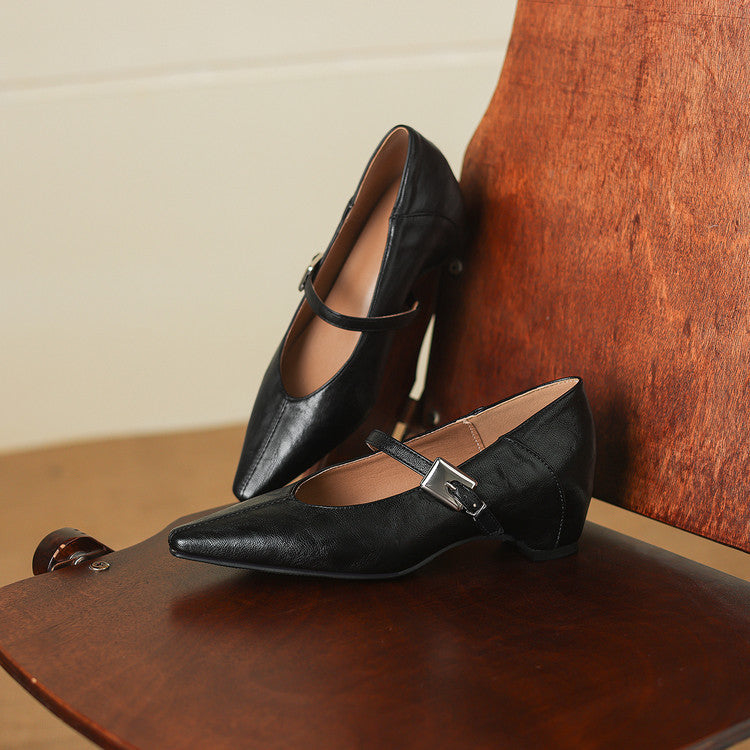 Odet Genuine Leather Mary Jane Flats