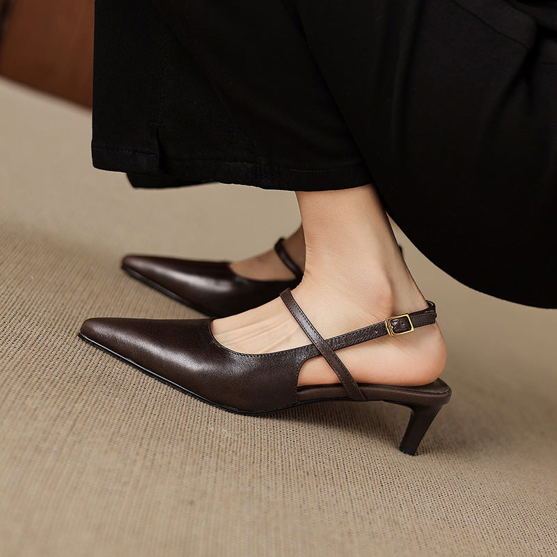 Zyra Genuine Leather Mary-Jane Slingback Heels