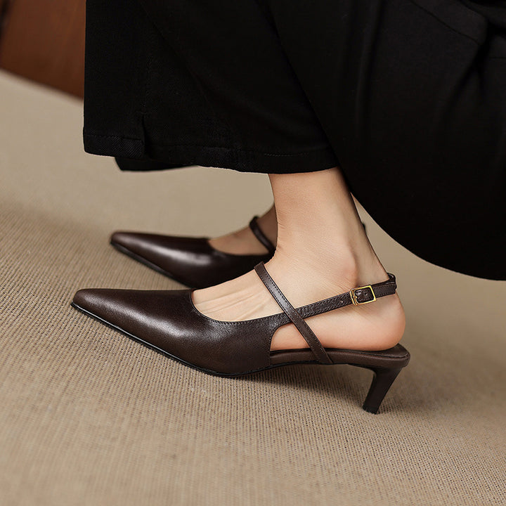 Zyra Genuine Leather Mary-Jane Slingback Heels