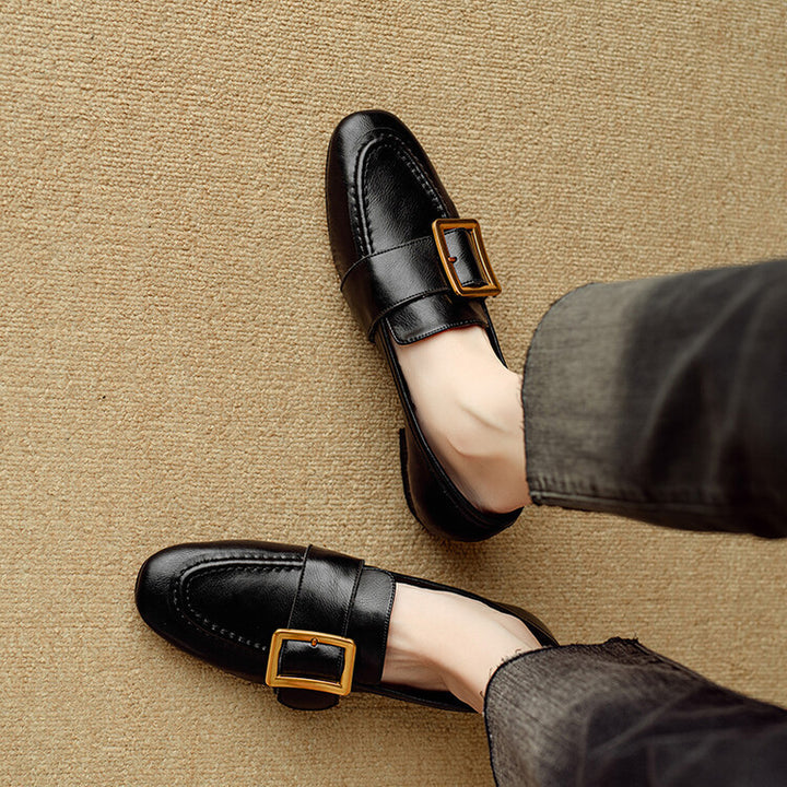 Rizon Genuine Leather Belt Buckle Shoes