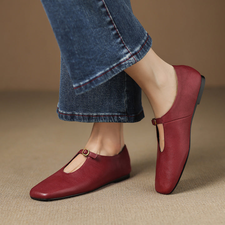 Kleva Genuine Leather Mary Jane Flats