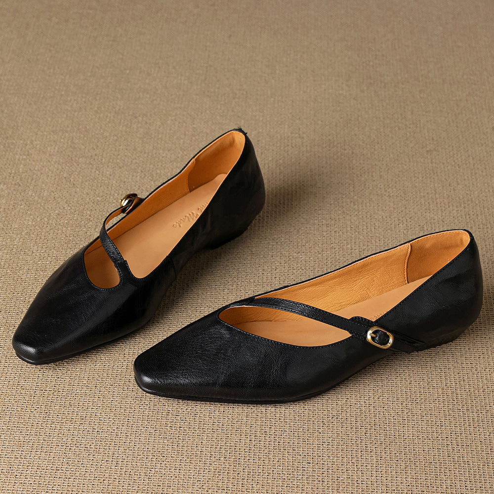 Elaria Genuine Leather Mary Jane Pumps