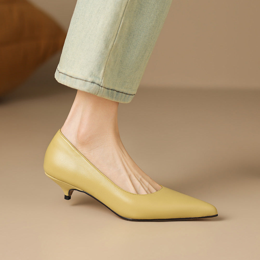 Zera Genuine Leather Pointed-Toe Heel Pumps