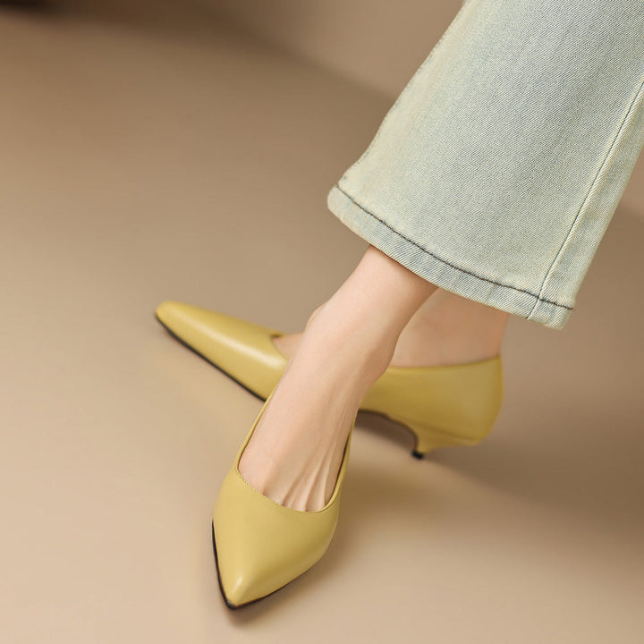 Zera Genuine Leather Pointed-Toe Heel Pumps