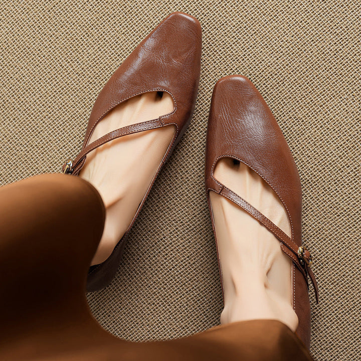 Elaria Genuine Leather Mary Jane Pumps
